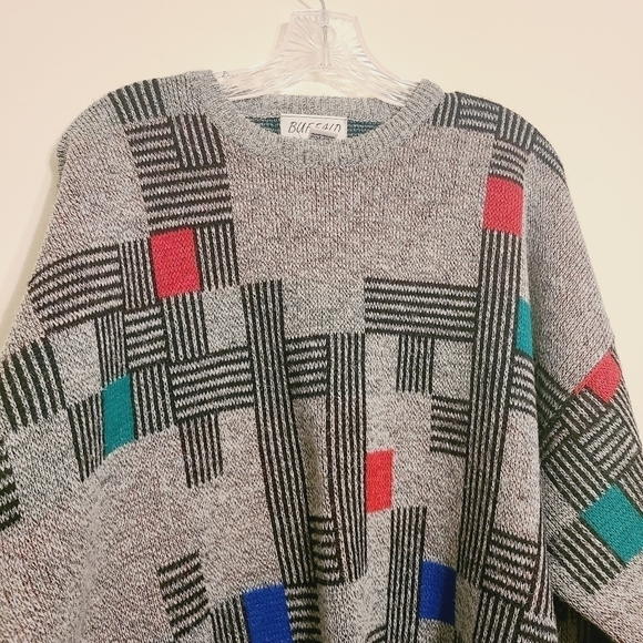 Buffalo | Men's Vintage Multi-Colored Geometric Print Crewneck Sweater (Size 2X) - Picture 3 of 10
